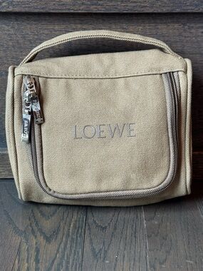 Loewe Tan Canvas Toiletry Bag with Top Handle
